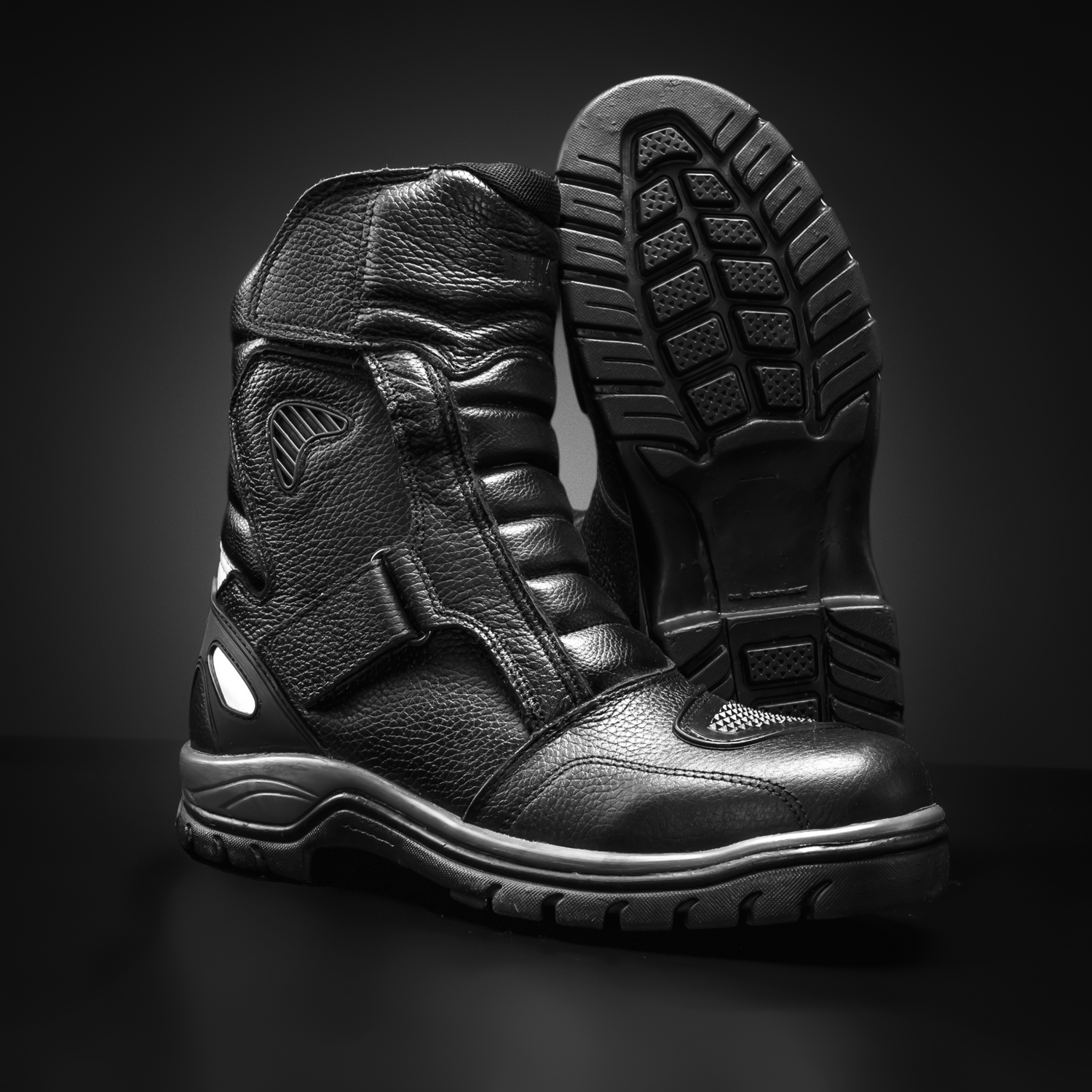 WKL 77418 Men's Black Touring Motorcycle Boots – Water Resistant, Reinforced Protection, Street & Highway Use