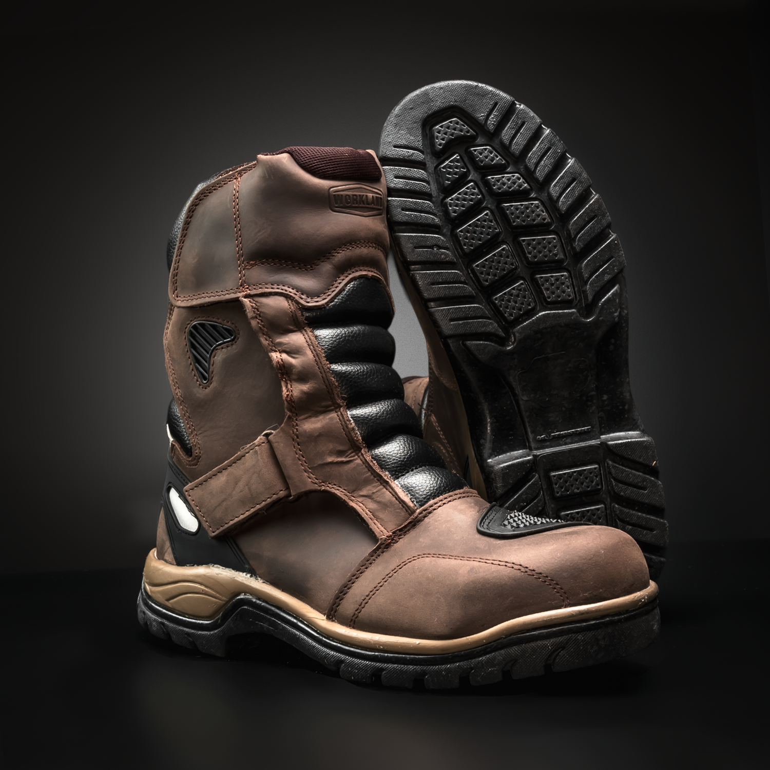 WKL 77418 Men's Black Touring Motorcycle Boots – Water Resistant, Reinforced Protection, Street & Highway Use