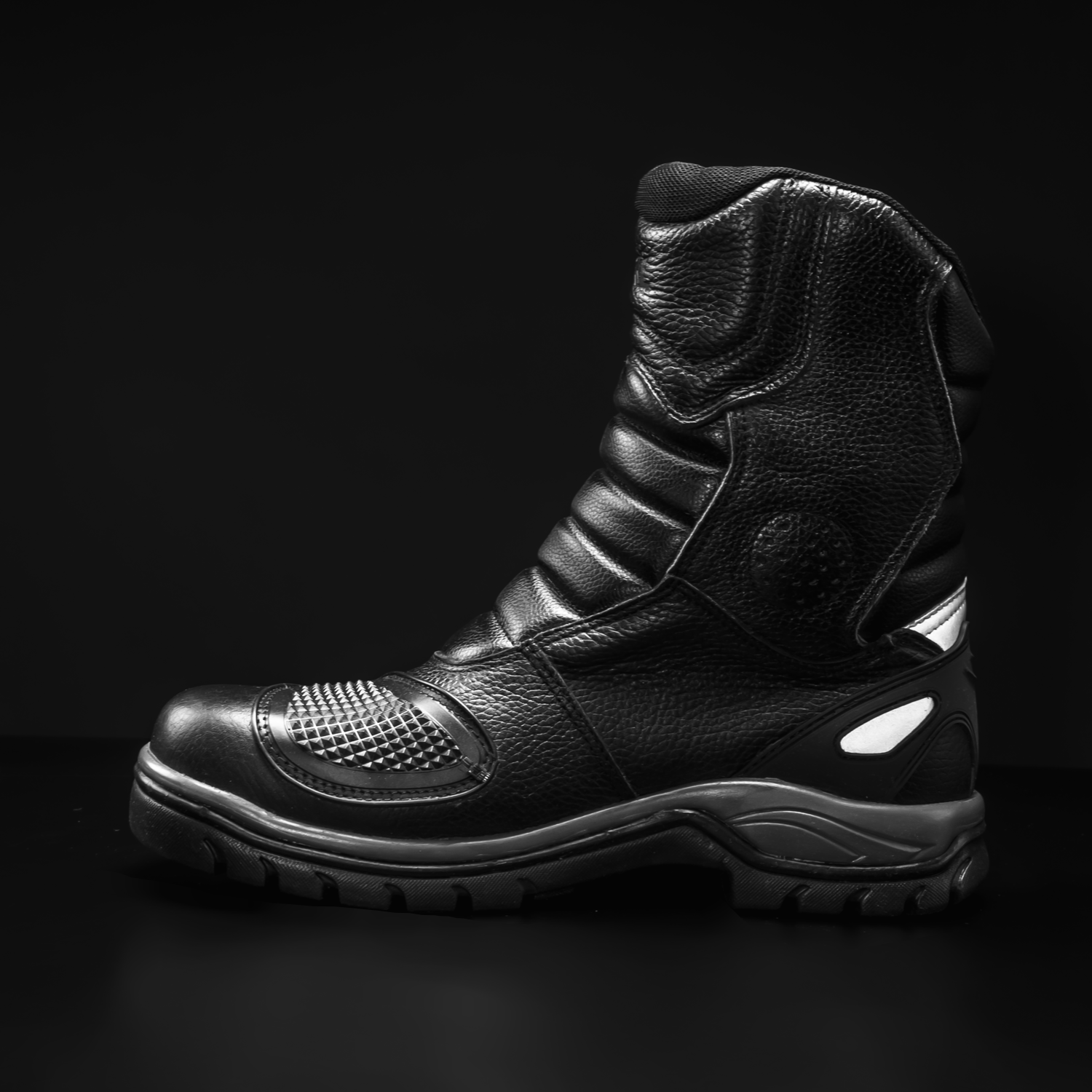 WKL 77418 Men's Black Touring Motorcycle Boots – Water Resistant, Reinforced Protection, Street & Highway Use