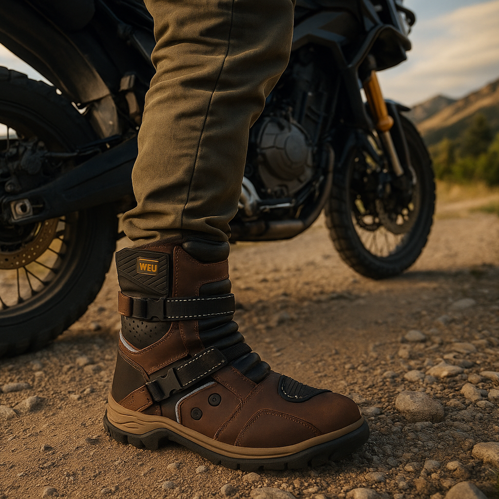 WKL77414  Adventure Touring Ankle Motorcycle Boot – Short Dual Sport Waterproof Riding Shoe for Men
