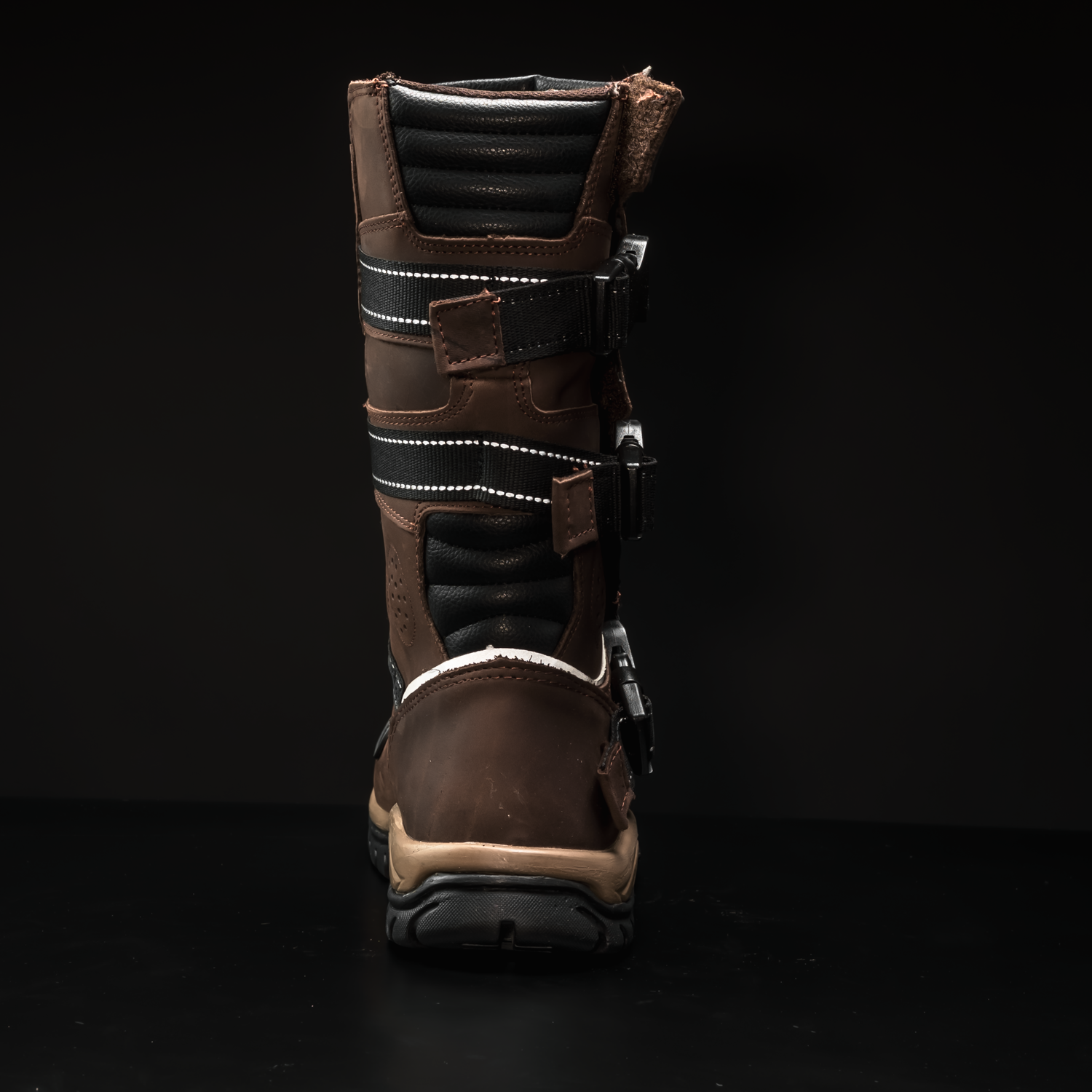 WKL 77415 ADV Motorcycle Boots – Waterproof Off-Road Dual Sport Riding Boots with Buckles – Brown Leather – Heavy-Duty Protection