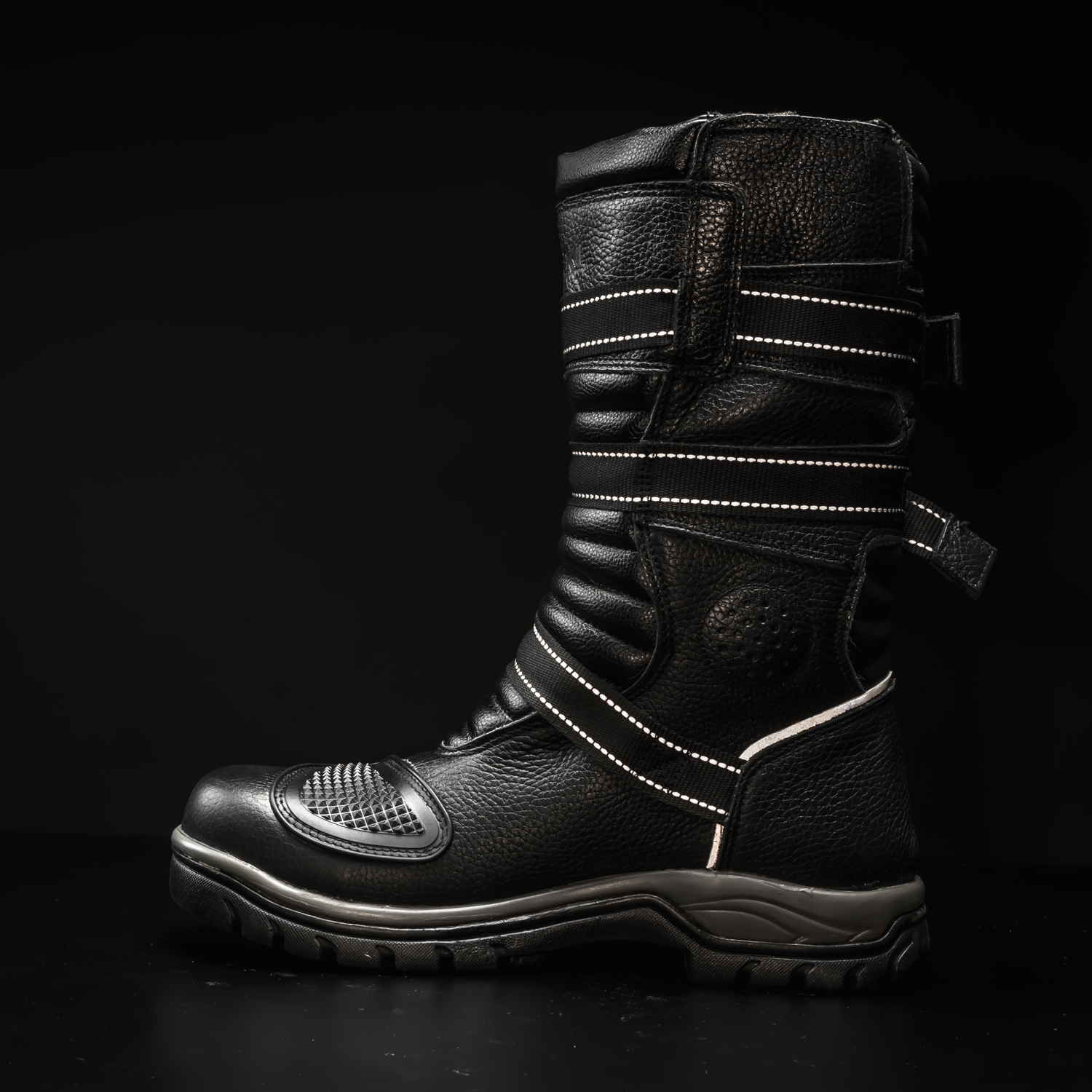 WKL 77415 ADV Motorcycle Boots – Waterproof Off-Road Dual Sport Riding Boots with Buckles – Brown Leather – Heavy-Duty Protection